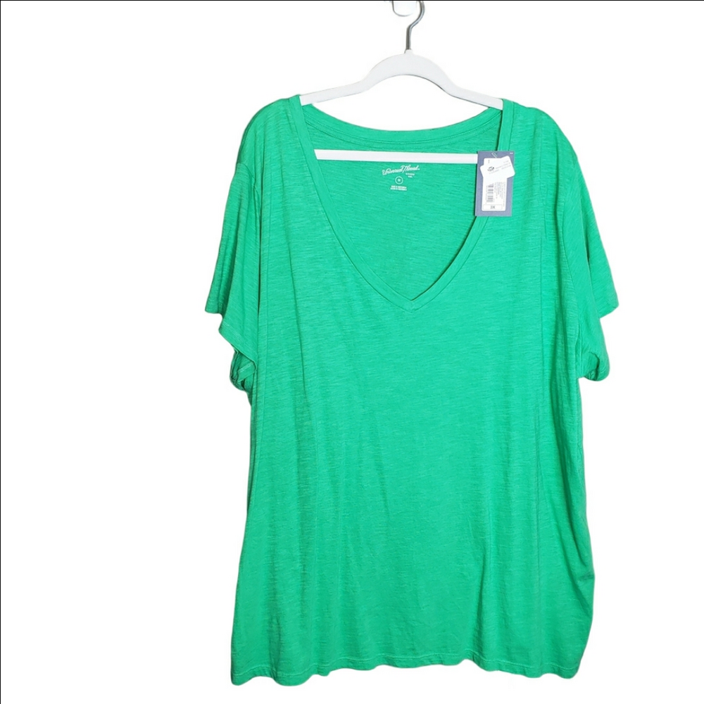 Universal Thread 3X Bright Green Short Sleeve V-neck Tee 100% Cotton